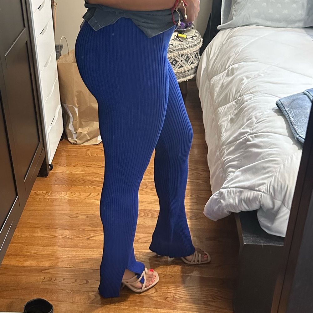 NWT Ribbed Knit Blue Pants - Picture 6 of 7